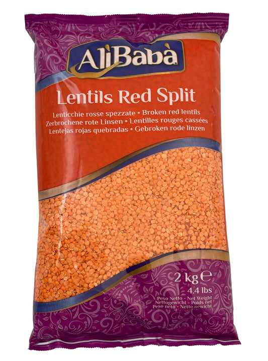 Alibaba Lentils Red Split Dal 2Kg - Apna Indian Bazaar