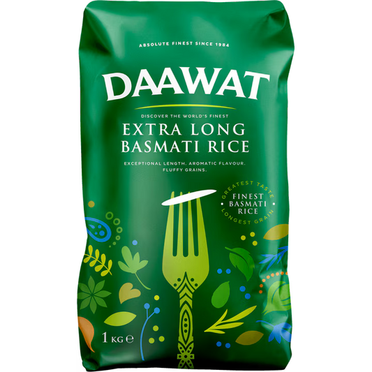 Daawat Green Basmati Extra Long Rice  1Kg - Apna Indian Bazaar