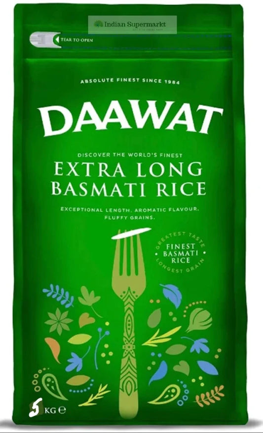 Daawat Green Basmati Extra Long Rice  5Kg - Apna Indian Bazaar